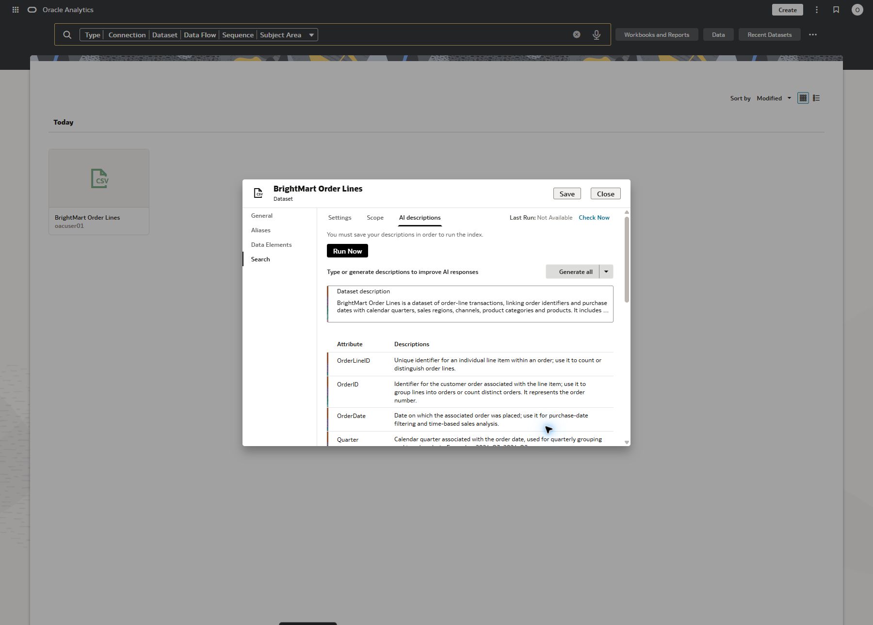Generated AI Description drafts