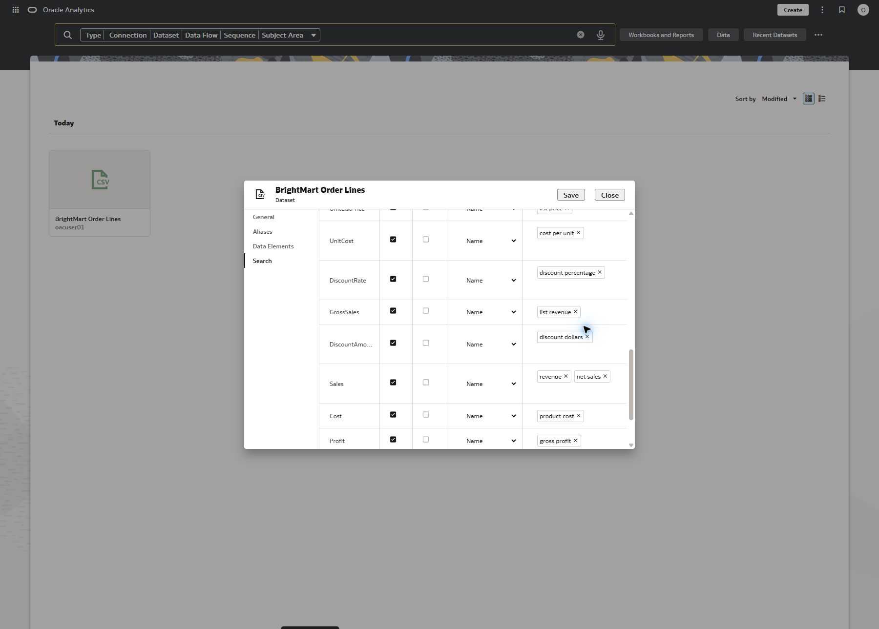 Scope choices and field synonyms