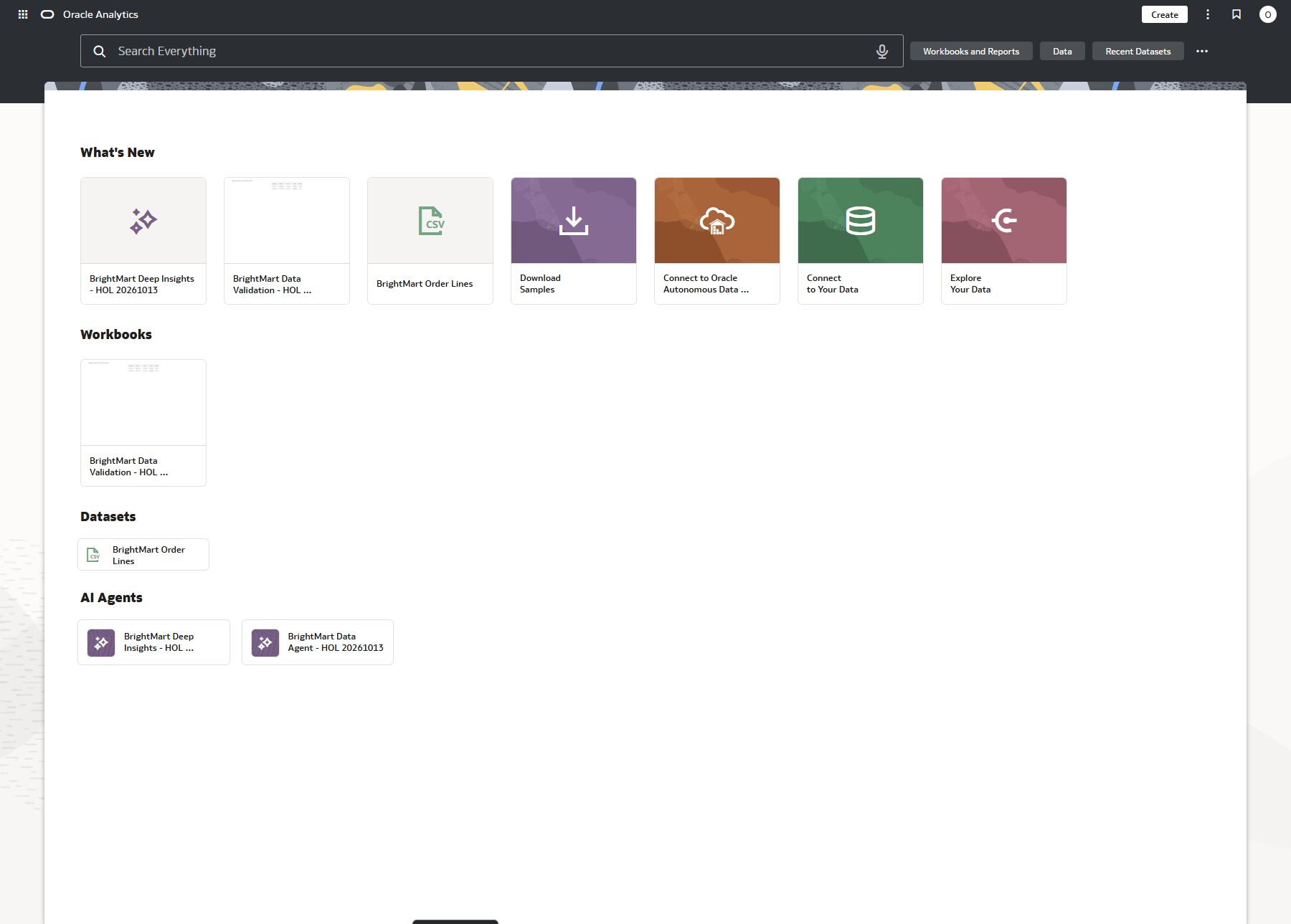 Home page with the two prepared BrightMart agents
